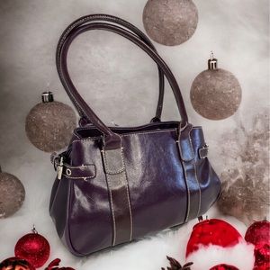 St. John Bay Eggplant purple Shoulder bag with silver hardware